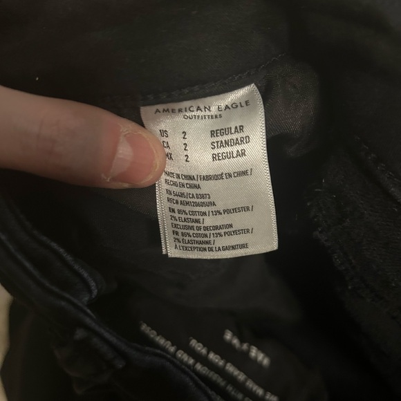 American Eagle Black Denim Distressed Jeans, Curvy High Rise, High Waisted - Picture 8 of 9